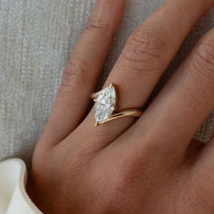 Simplicity Marquise Cut Sterling Silver Wedding Rings