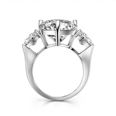 Three Stone Sterling Silver Heart Cut Engagement Rings