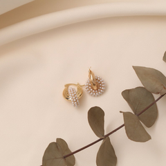 Plated White Pearl Hoop Earrings,  Pearl Jewelry , Pearl Dangle Earrings