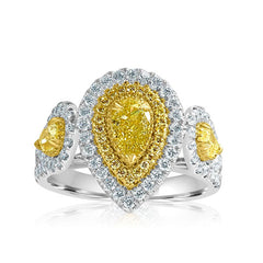 Statement Halo Pear Cut Sterling Silver Engagement Rings
