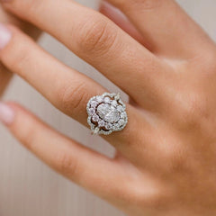 Halo Hollow Oval Cut Silver Engagement Rings