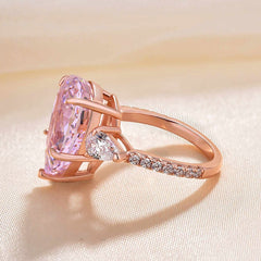 Pink Diamond Pear Cut Sterling Silver Wedding Rings