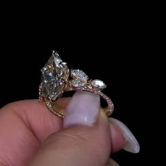 Exquisite Marquise Cut Sterling Silver Vintage Engagement Rings