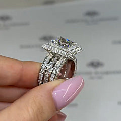 Luxury  Princess Cut Sterling Silver Engagement Rings