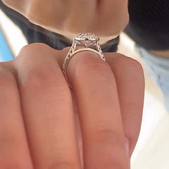 Halo Oval Cut Sterling Silver Engagement Rings