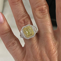 Unique Yellow Diamond Radiant Cut Sterling Silver Engagement Rings