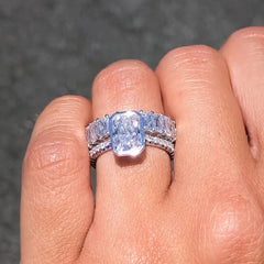 Precious Radiant Cut Sterling Silver Wedding Sets