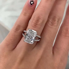Fork Radiant Cut Sterling Silver Vintage Engagement Rings