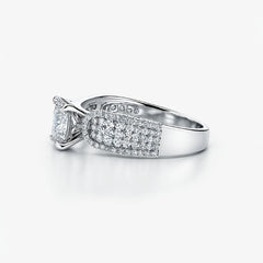 Dense Diamond Princess Cut Sterling Silver Engagement Rings