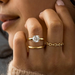 Simplicity Cushion Cut Sterling Silver Engagement Rings
