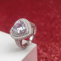 Brilliant Sterling Silver Heart Cut Engagement Rings