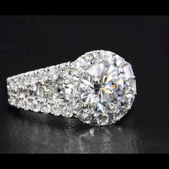 Halo Round Cut Sterling Silver Engagement Rings