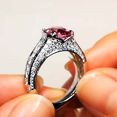 Purple Diamond Cushion Cut Sterling Silver Engagement Rings