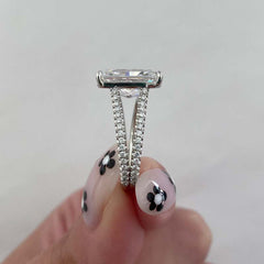 Fork Radiant Cut Sterling Silver Vintage Engagement Rings