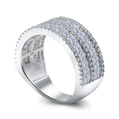 Irregular Princess Cut Sterling Silver Wedding Bands