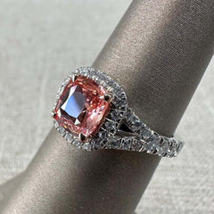 Fork Cushion Cut Sterling Silver Halo Engagement Rings