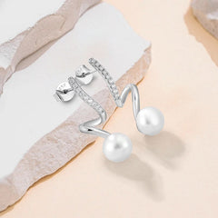 Sterling Silver Pearl Spiral Earrings