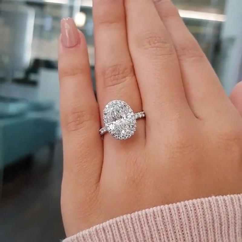 Classic Oval Cut Sterling Silver Engagement Rings