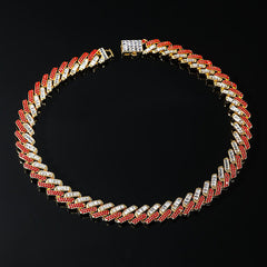 Blood Red Baguette Cuban Chain 15mm