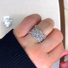 Interweaving Marquise Cut Sterling Silver Bridal Ring Sets