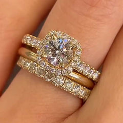 Three Piece Set Cushion Cut Wedding Sets