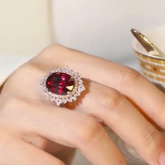 Retro Ruby Oval Cut Sterling Silver Engagement Rings