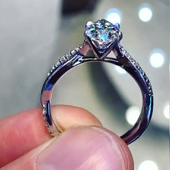 Interweaving Marquise Cut Sterling Silver Wedding Rings