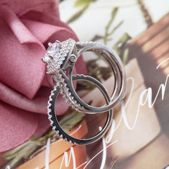 Gorgeous Cushion Cut Sterling Silver Wedding Sets