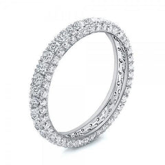 Simplicity Round Cut Sterling Silver Wedding Bands
