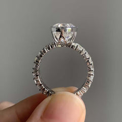 Edge Design Oval Cut Sterling Silver Wedding Rings