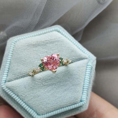 Pink Diamond Heart Cut Engagement Rings