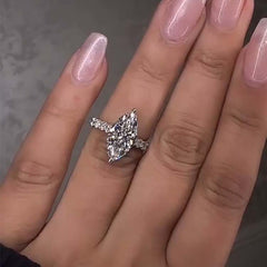 Simplicity Marquise Cut Sterling Silver Wedding Rings