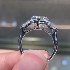 Three Stones Heart Cut Sterling Silver Heart Cut Engagement Rings