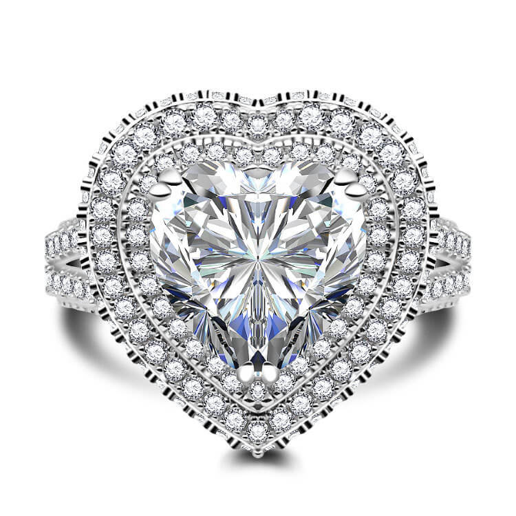 Brilliant Sterling Silver Heart Cut Engagement Rings
