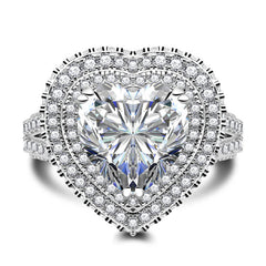 Brilliant Sterling Silver Heart Cut Engagement Rings