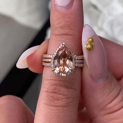 Halo Pear Cut Sterling Silver Vintage Engagement Rings