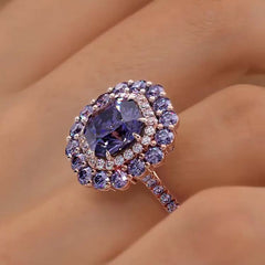 Purple Diamond Radiant Cut Rose Gold Engagement Rings