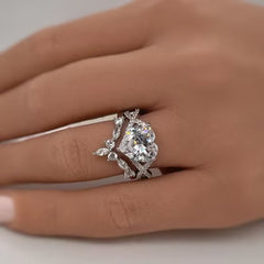 Ring Interweaving Heart Cut Rose Gold Bridal Ring Sets