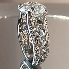 Hollow Round Cut Sterling Silver Engagement Rings