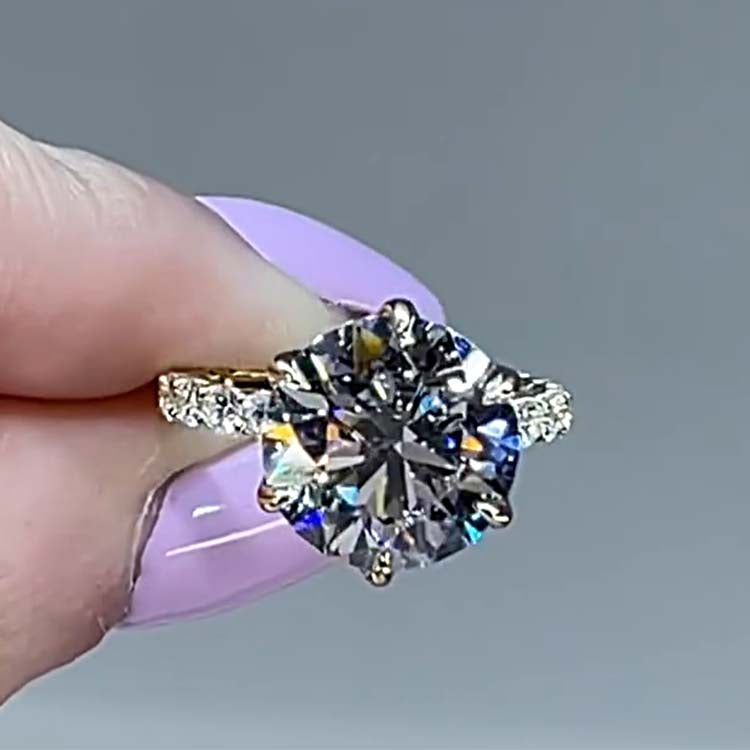 Simplicity Round Cut Yellow Gold Vintage Engagement Rings