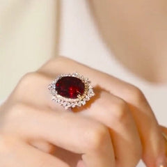 Retro Ruby Oval Cut Sterling Silver Engagement Rings