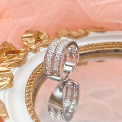 Irregular Princess Cut Sterling Silver Wedding Bands