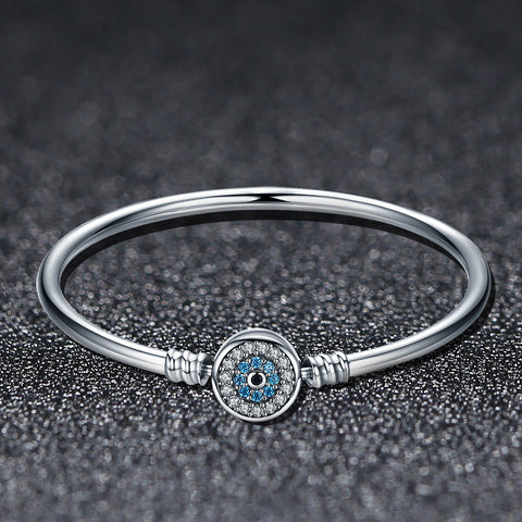 Lucky Eye 925 Sterling Silver Bangle Clasp Bracelet