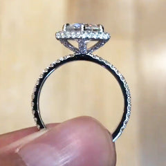 Hexagon Round Cut Sterling Silver Wedding Rings