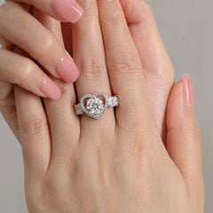 Hollow Design Round Cut Sterling Silver Wedding Rings