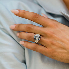 Minimalist Sterling Silver Emerald Cut Engagement Rings