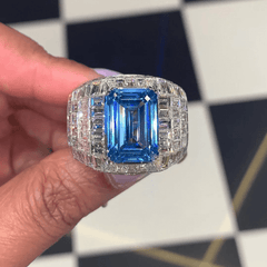 Sapphire Sterling Silver Emerald Cut Engagement Rings