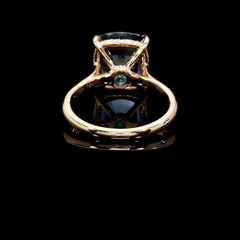 Blue Sapphire Cushion Cut Yellow Gold Engagement Rings
