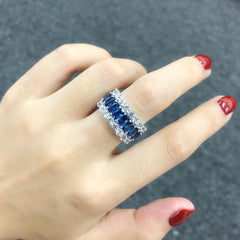 Sapphire Sterling Silver Wedding Bands