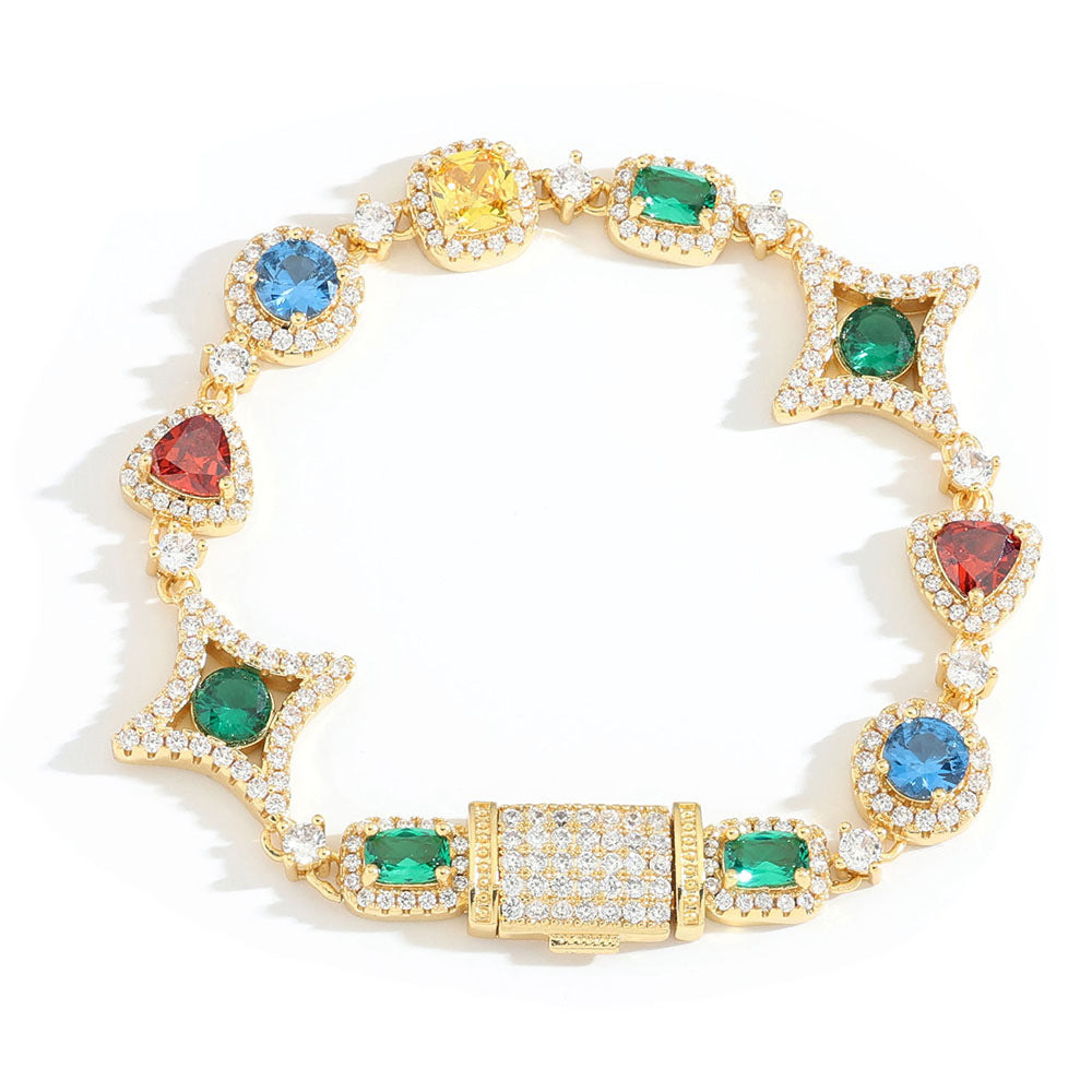 Hip Hop Jewelry Accessories Colored Gemstone Bracelet